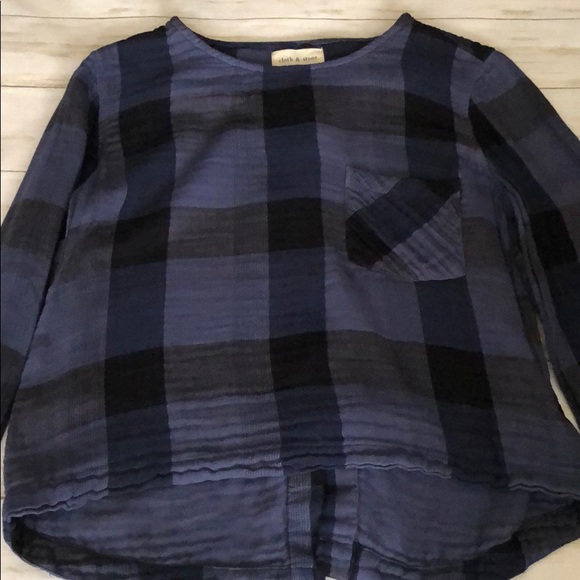 Cloth & Stone Buffalo Check Lace Back Tie Top - Picture 4 of 8